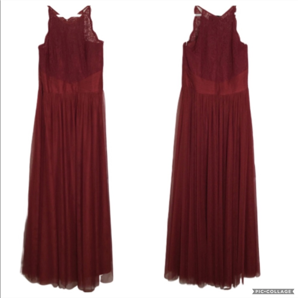 Jasmine Belsoie Burgundy Bridesmaid Prom Dress 18 NEW